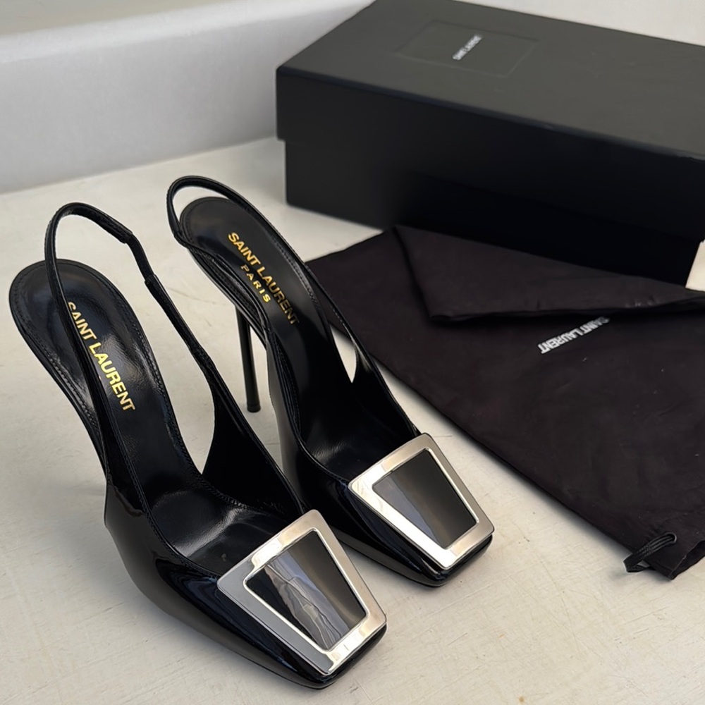 SAINT LAUREN GEORGE SS21 w box and papers BLK PATENT LEATHER IT37